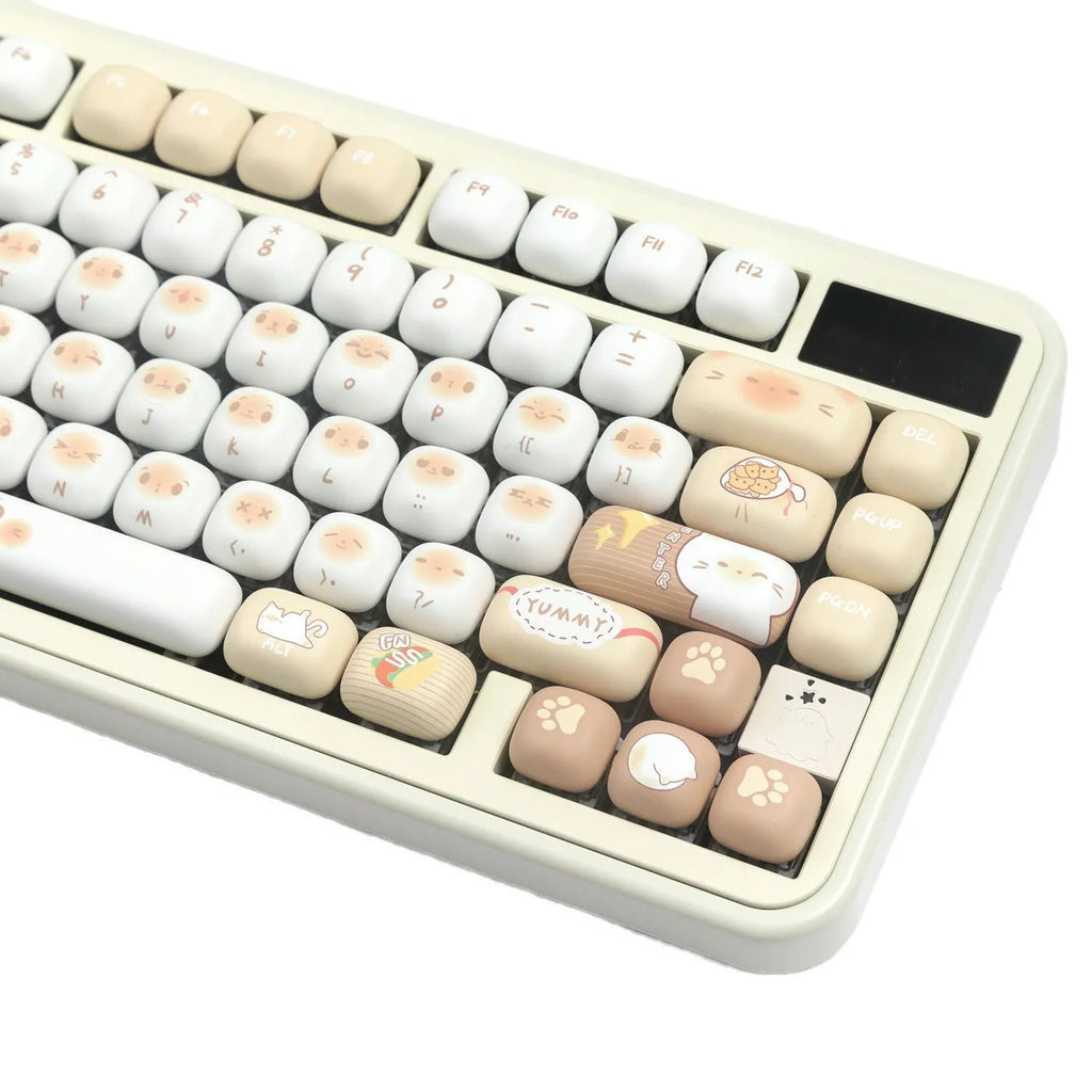 Cat themed mechanical keyboard keycap set with PBT construction and extraction puller