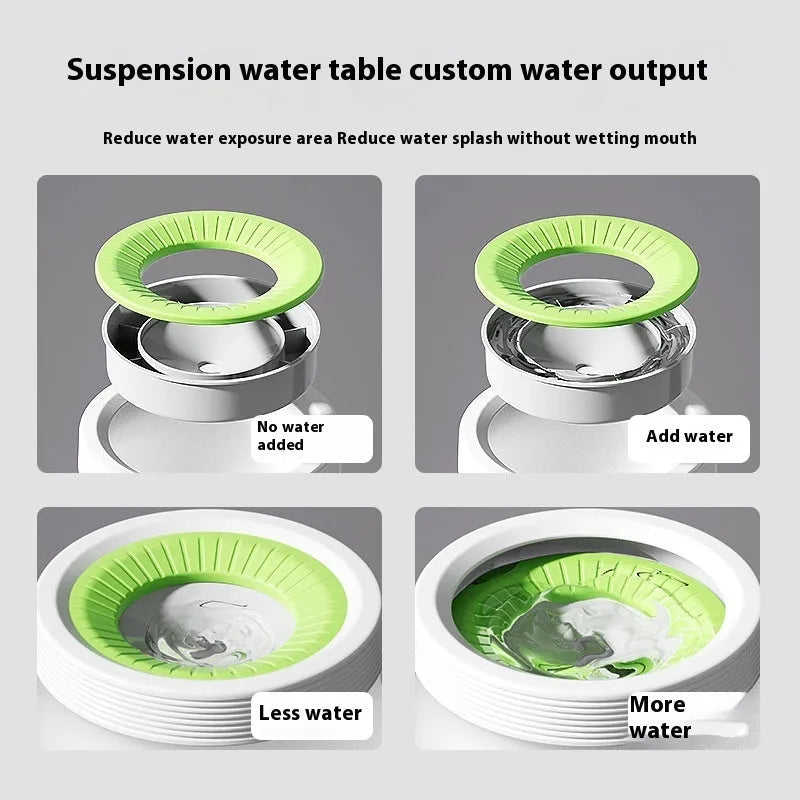 Pet suspension drinking bowl in blue colour with elevated design and plate