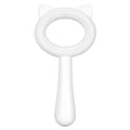 Double-sided pet grooming brush with blue handle showing deshedding comb and massage sides