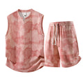Sleeveless vest and shorts two-piece suit for larger sizes in quick-drying fabric