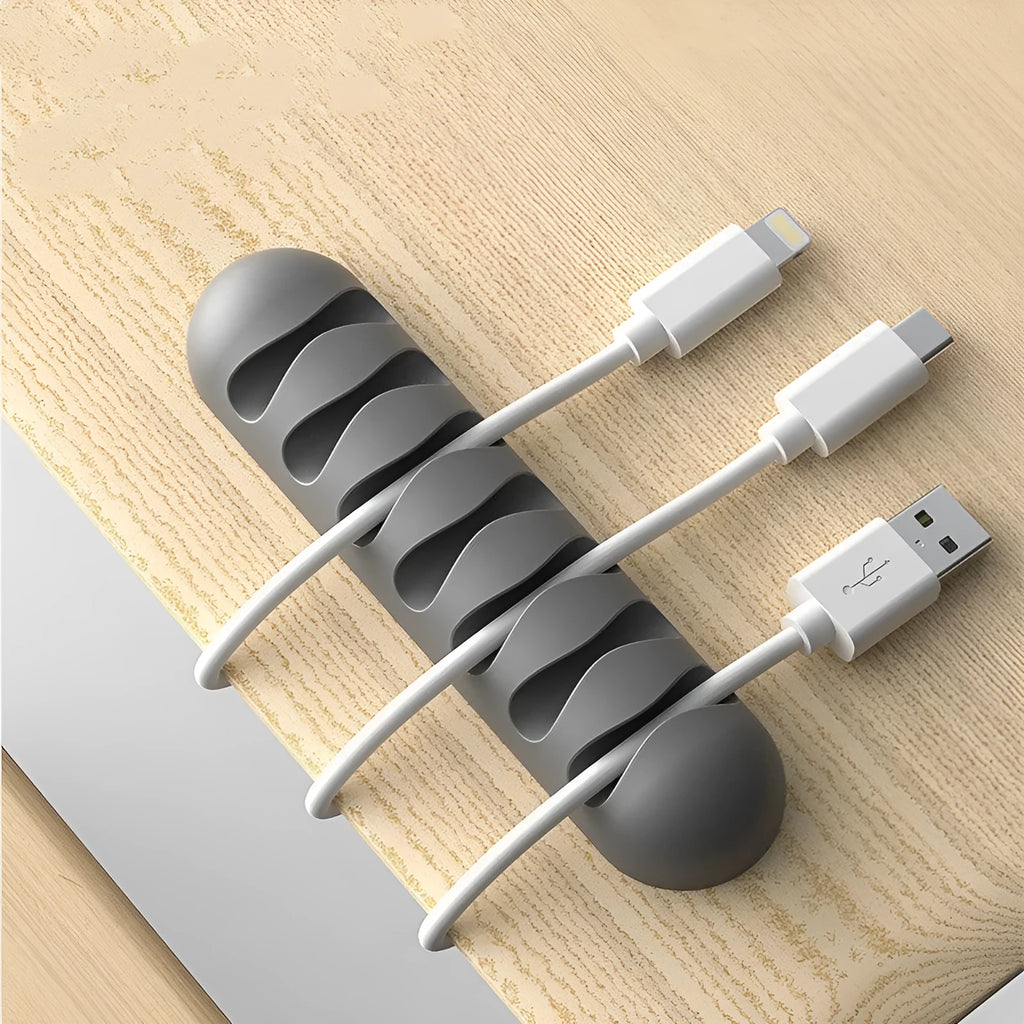 Smart Cable Holder silicone flexible wire organizer cord management clip for USB earphone network cable in black