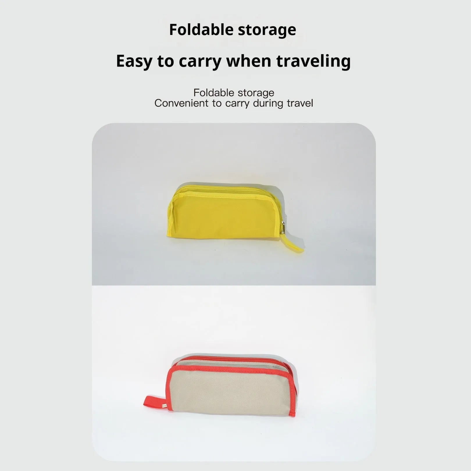A foldable outdoor camping stool in Oxford cloth, shown in a khaki colour, folded compactly.
