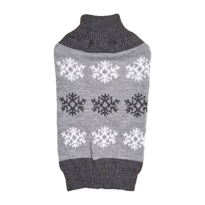 Brown and grey snowflake pattern dog Christmas sweater for winter holiday occasions