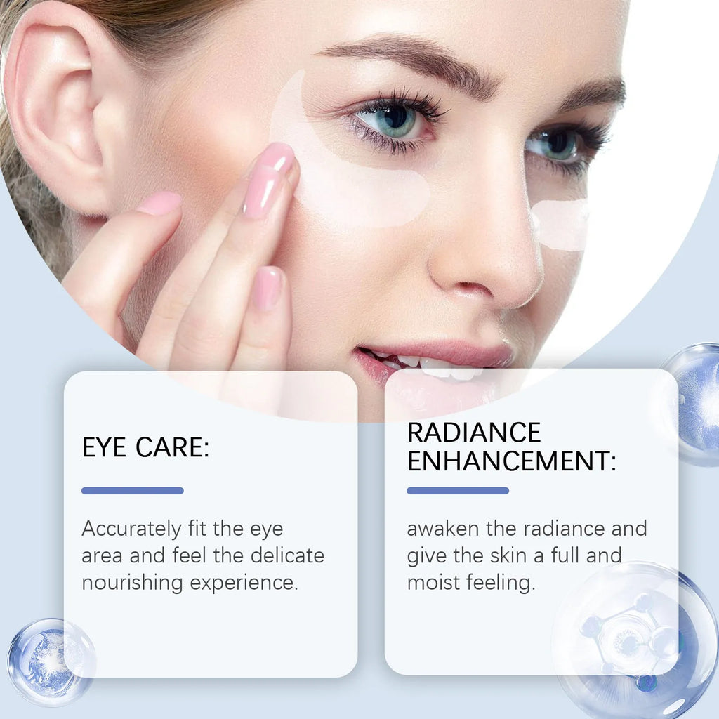 One pair of clear hydrogel microneedle eye patches for wrinkle care on a white background.