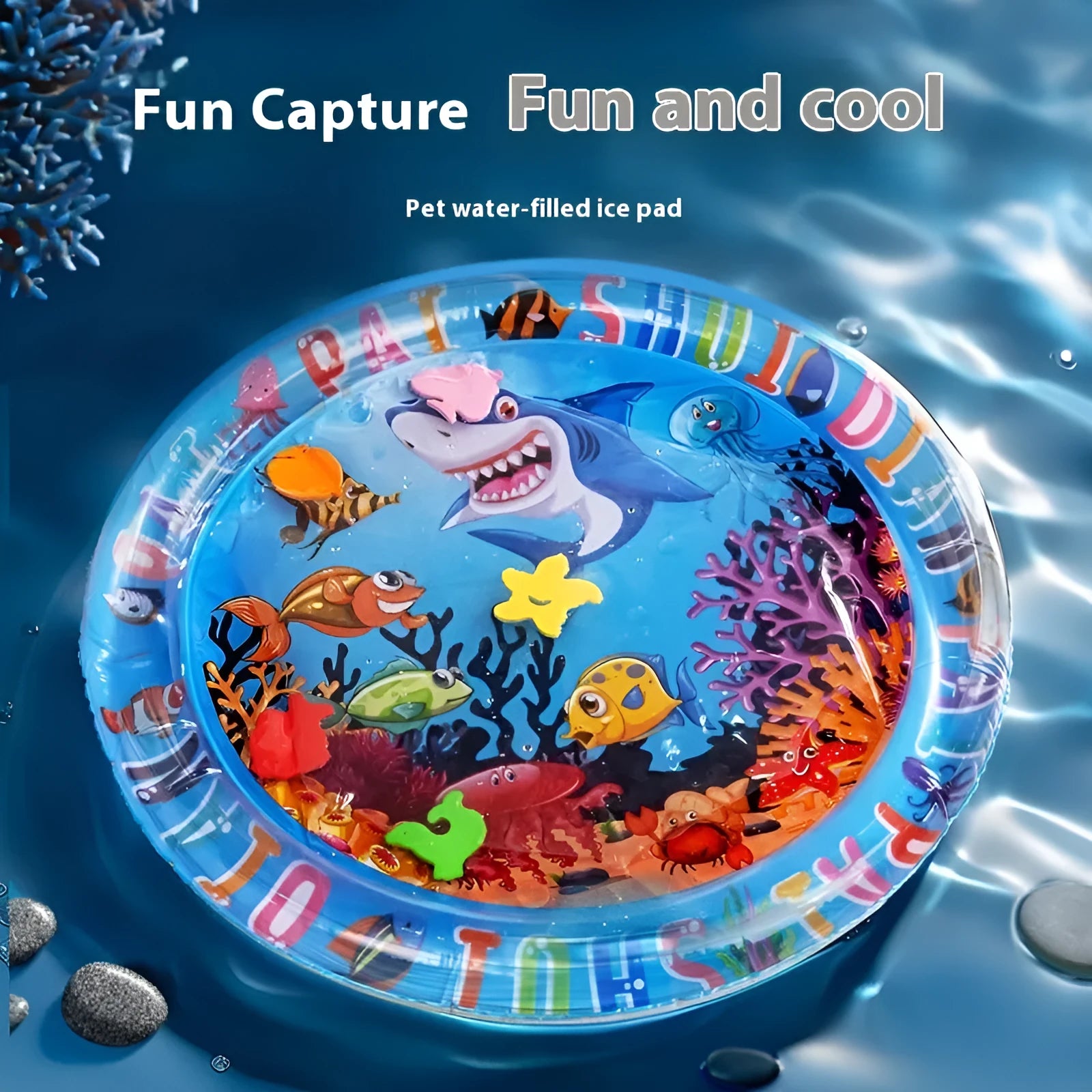 PVC inflatable water cooling cushion for cats in marine designs