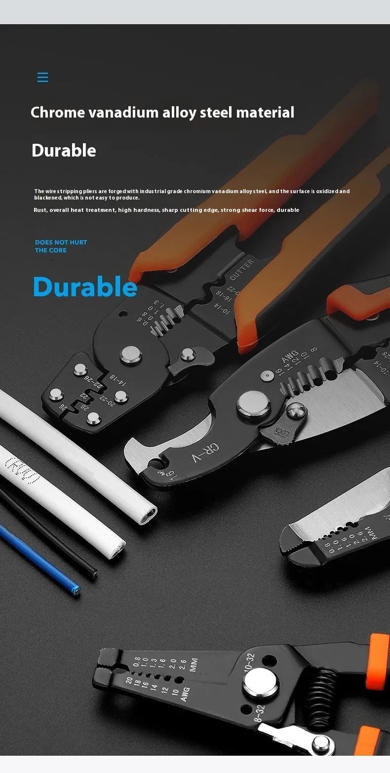 Fully automatic wire stripper tool with box mounted design and high carbon steel blades