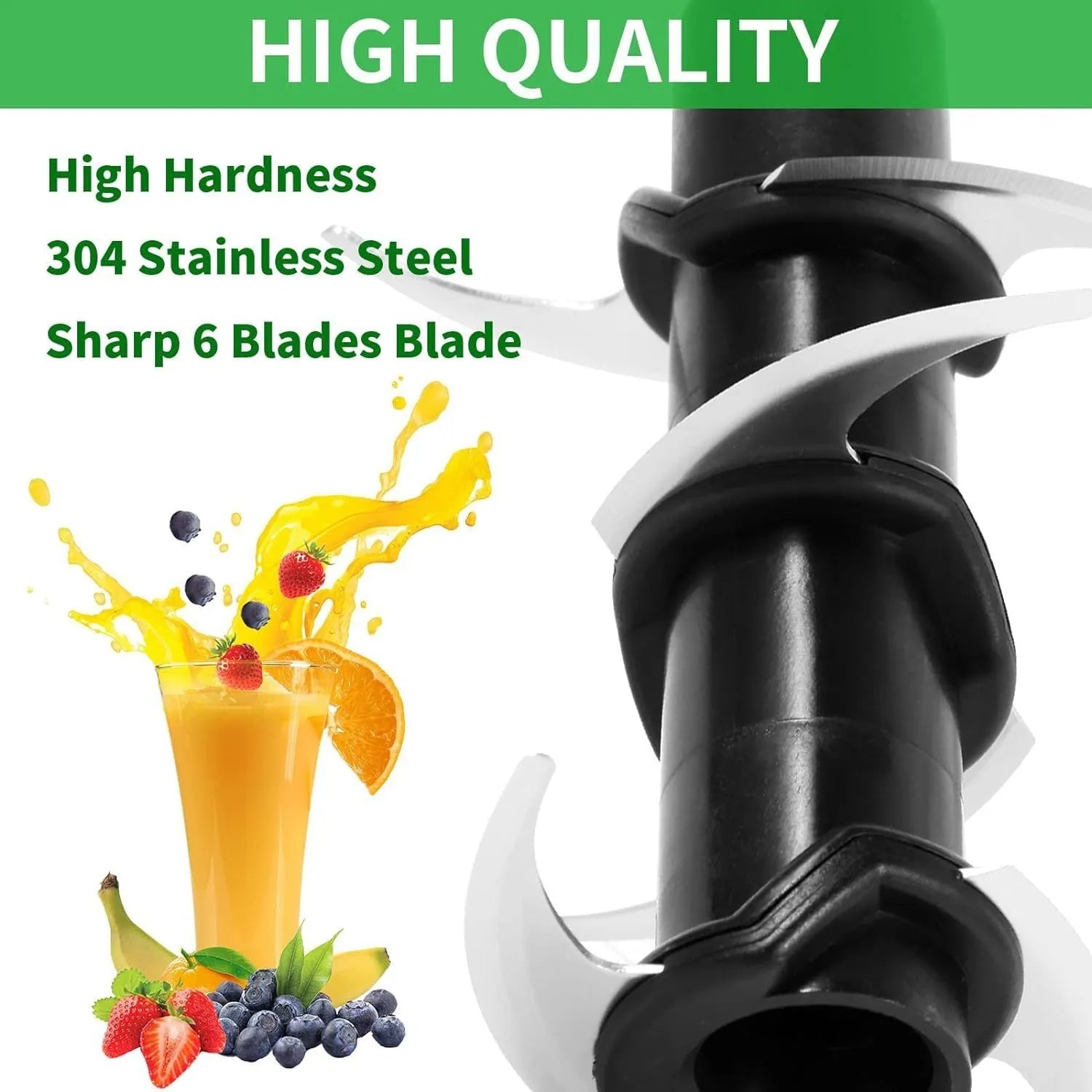 Stainless steel six-stack juicer replacement blade set with knife seat accessory measuring 10 by 21cm