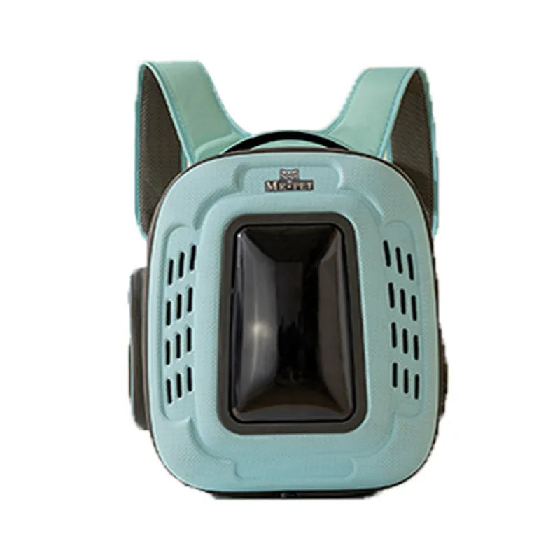 Pets Go Out portable breathable polyester fibre pet backpack in grey, 41x34x30cm, with ventilated panels