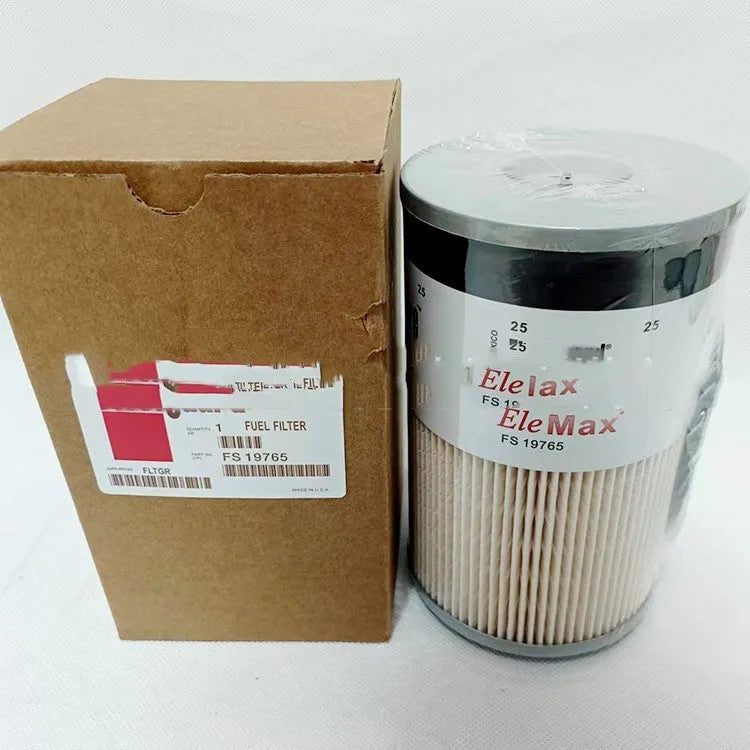 FS19764 diesel fuel filter replacement part with folded paper element and 10mm connections