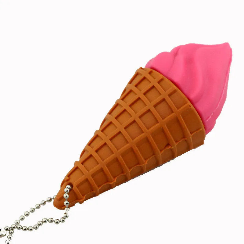 Cute mini ice cream shaped novelty USB flash drive on a white background.