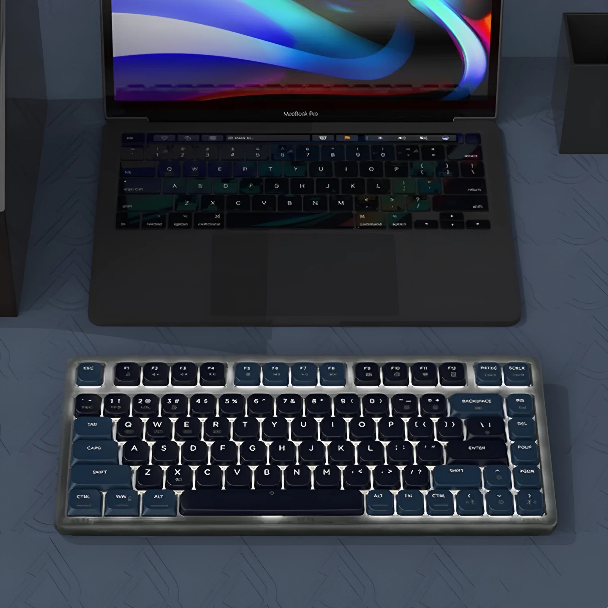 AJAZZ AK832PRO mechanical keyboard with colour screen display and compact 81-key layout in green colour option