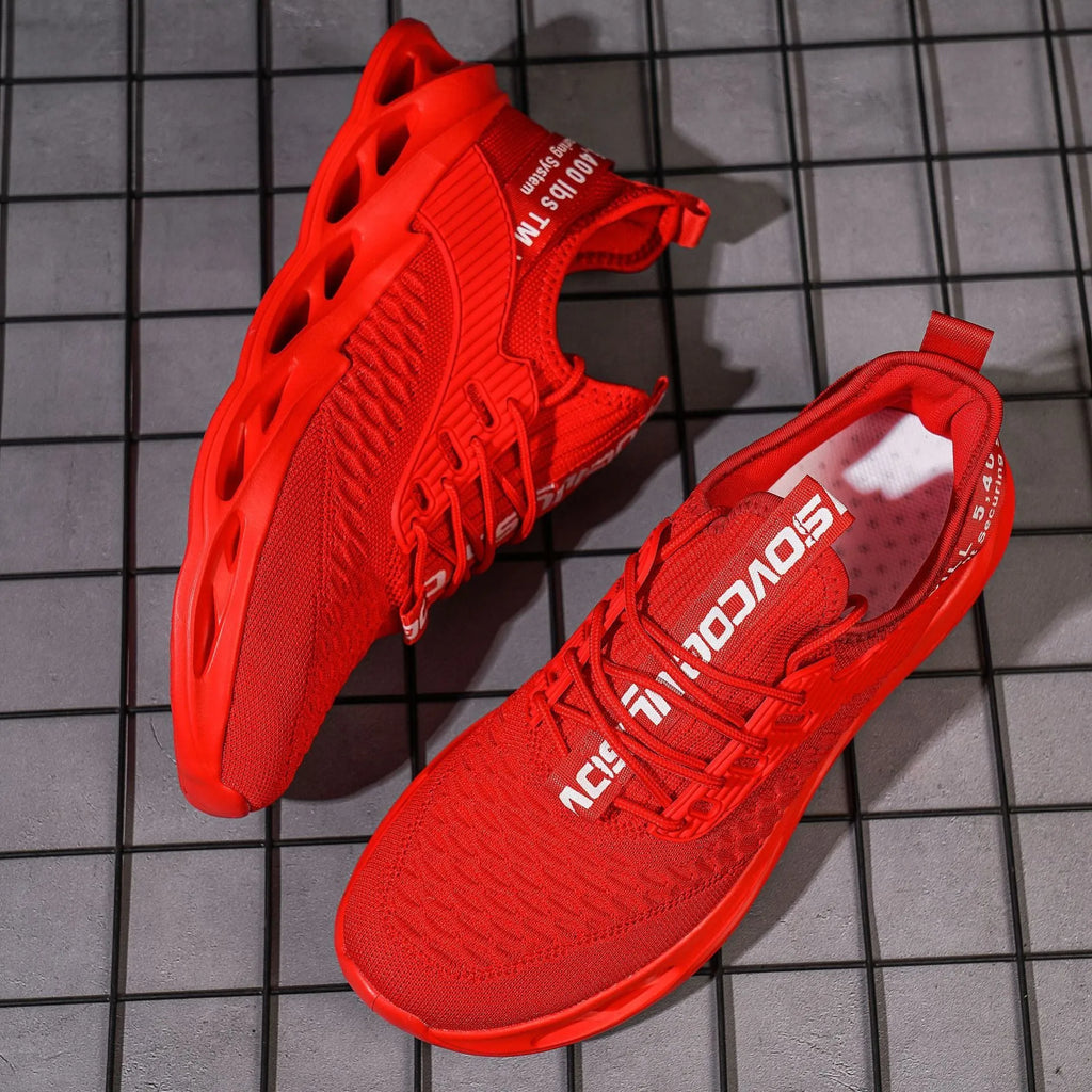 Women's FlyKnit casual shoes in mesh material with round toe and flat heel design