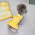 Orange and yellow striped patchwork cotton skirt for dogs in sizes S to XXL