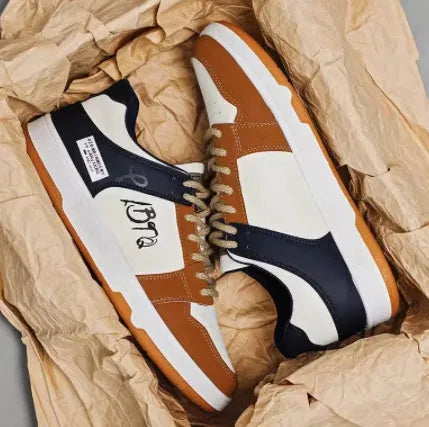 Casual lace-up sneakers in simple plain design with wear-resistant construction