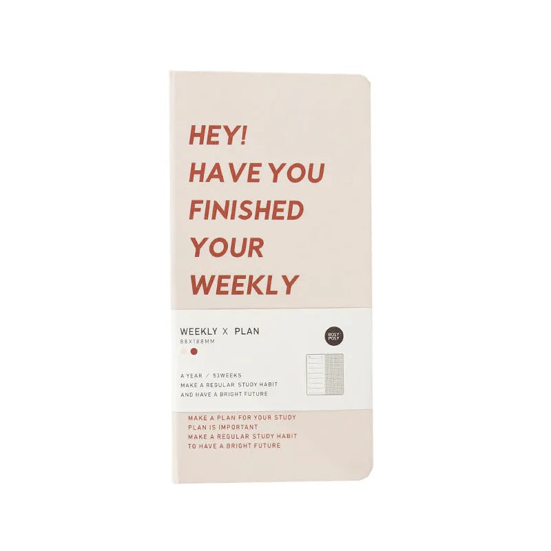 Weekly diary planner with 100 pages in blue, brown, green, and purple colour options