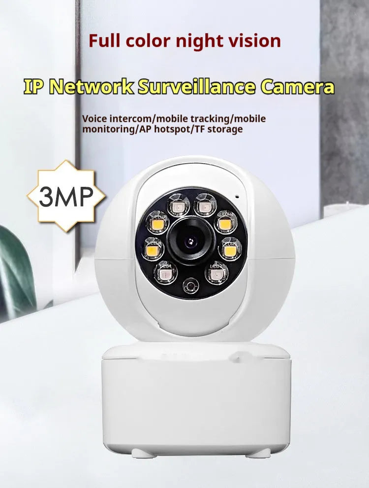 Indoor 1080p HD security camera with ceiling mount bracket on a white background.