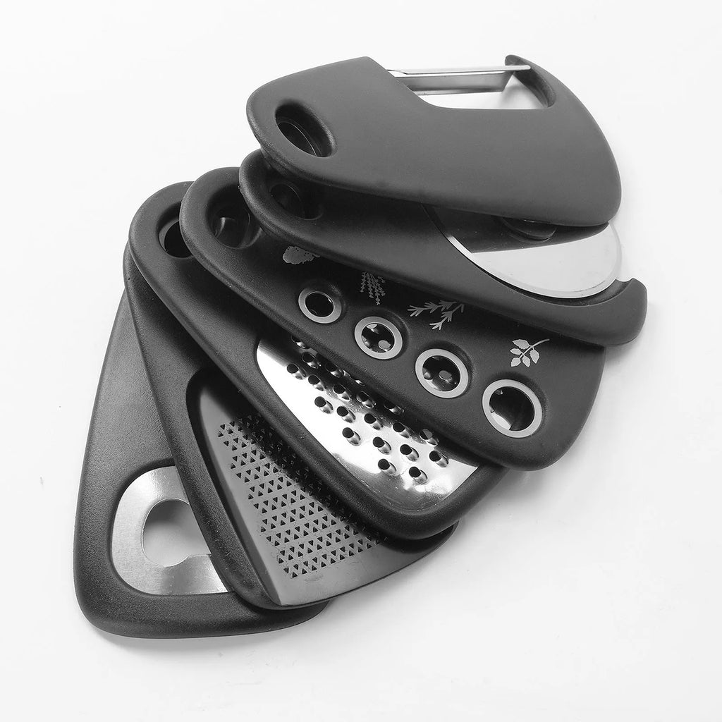 Six kitchen gadget widgets and a brush in a colour box, made from PP and stainless steel.