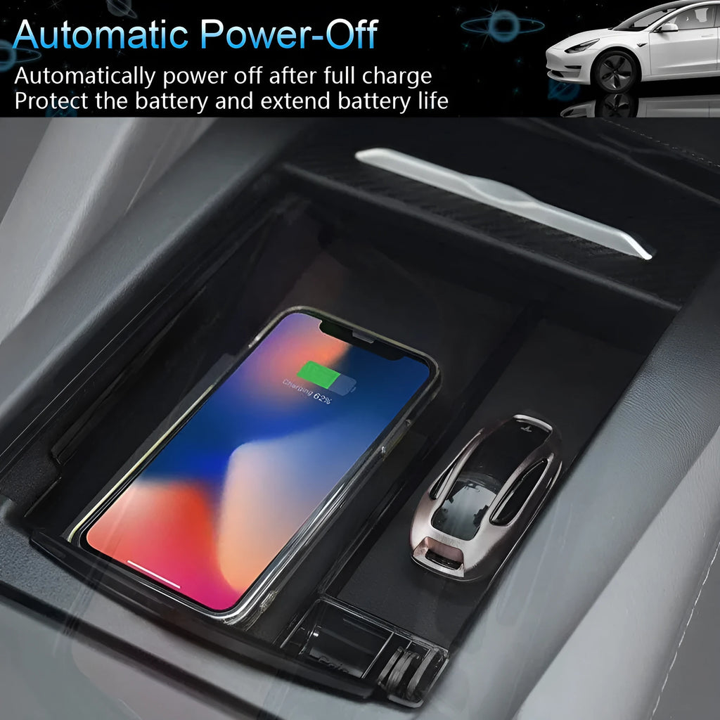 Black ABS plastic wireless charging storage box and fast-charging base bracket for QI smartphones