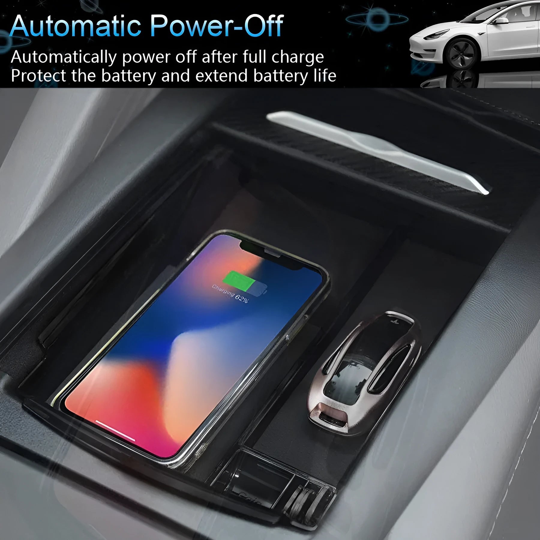 Black ABS plastic wireless charging storage box and fast-charging base bracket for QI smartphones