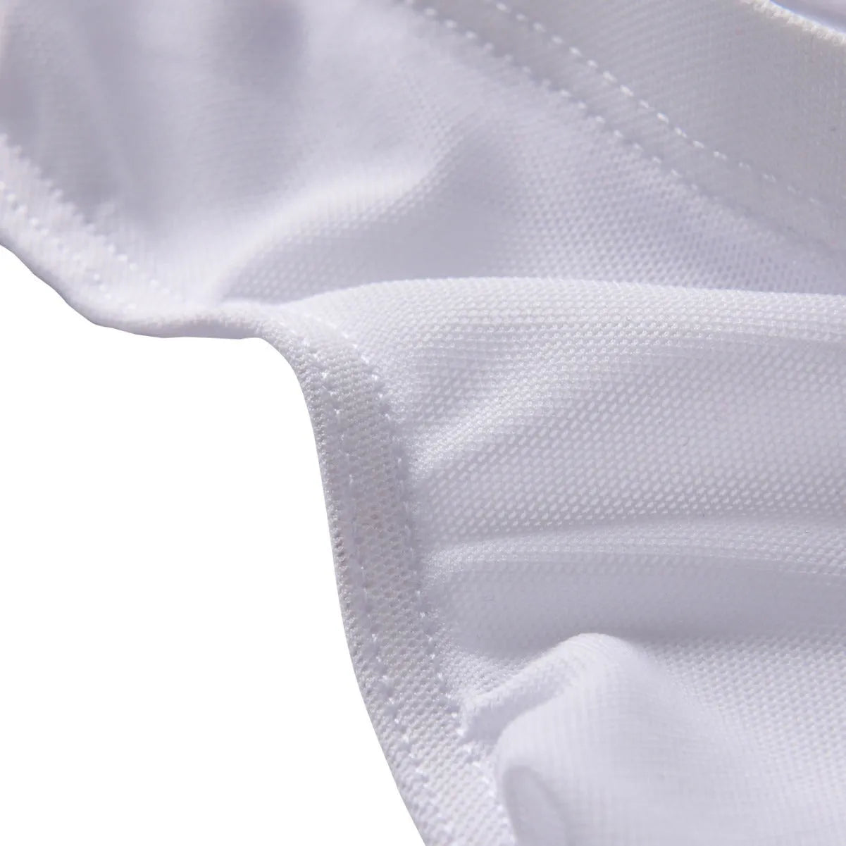 Mannequin wearing black low waist ice silk nylon men's briefs, showing triangle brief style.