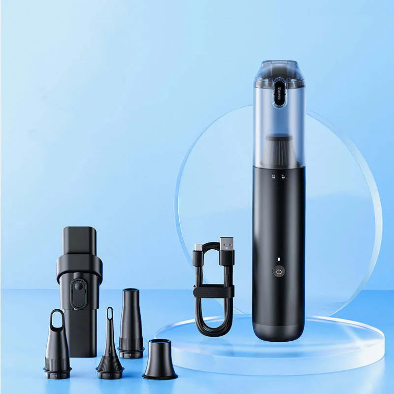 BASEUS A3 black wireless handheld car vacuum cleaner with USB Type-C charging port