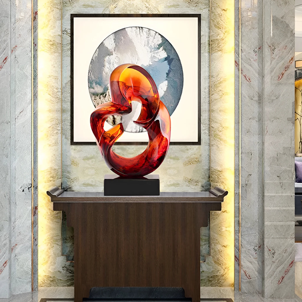 Transparent resin ornament sculpture in modern design style