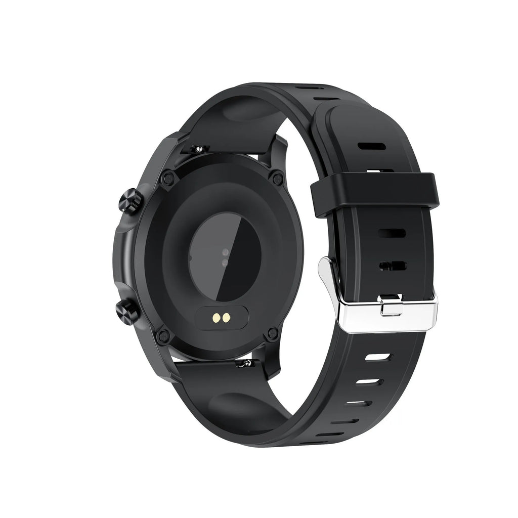 Youth2 black smart bracelet with 1.3-inch screen on a wrist, showing body temperature data.
