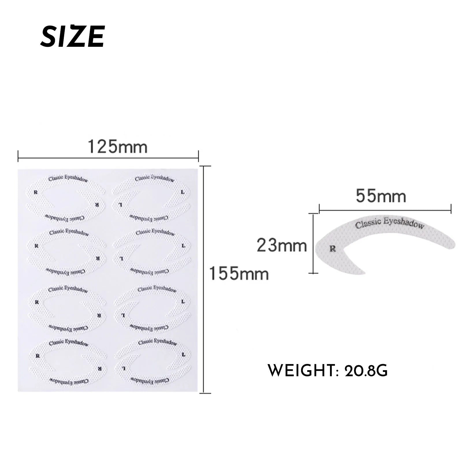 Set of four reusable flexible eyeliner sticker makeup templates on a pink background.