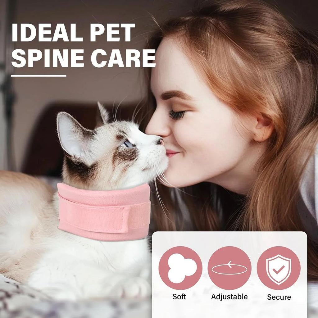 Soft grey and pink cat recovery cone collar showing four size options for post-surgery support