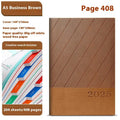 A5 PU leather business notepad with striped cover showing eight colour options and 204 sheets of paper