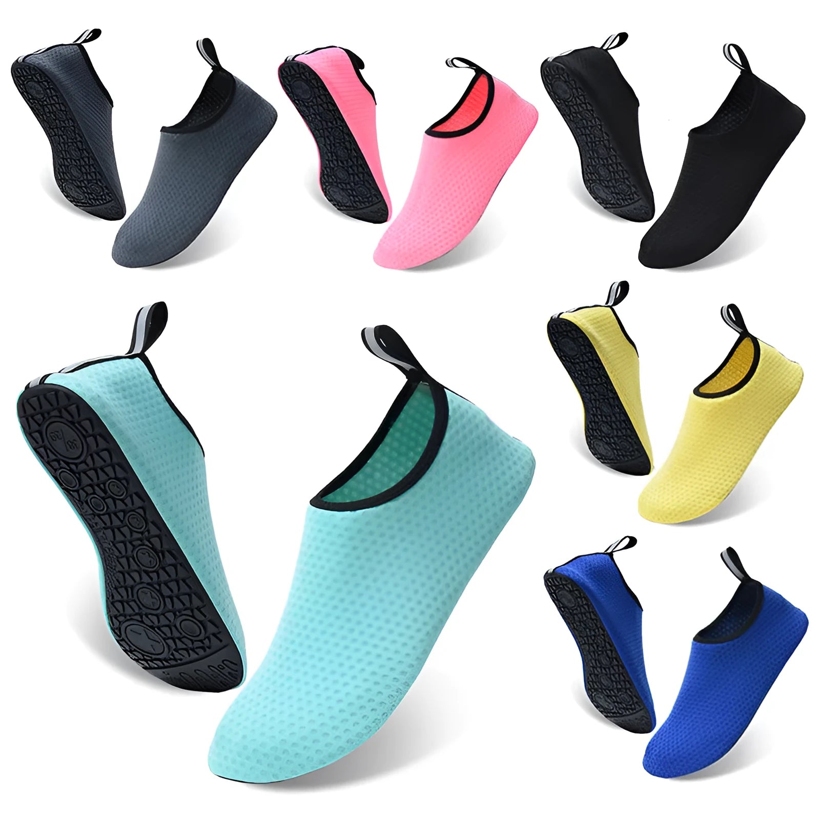 Non-slip water shoes with mesh upper and TPR sole in multiple colour options
