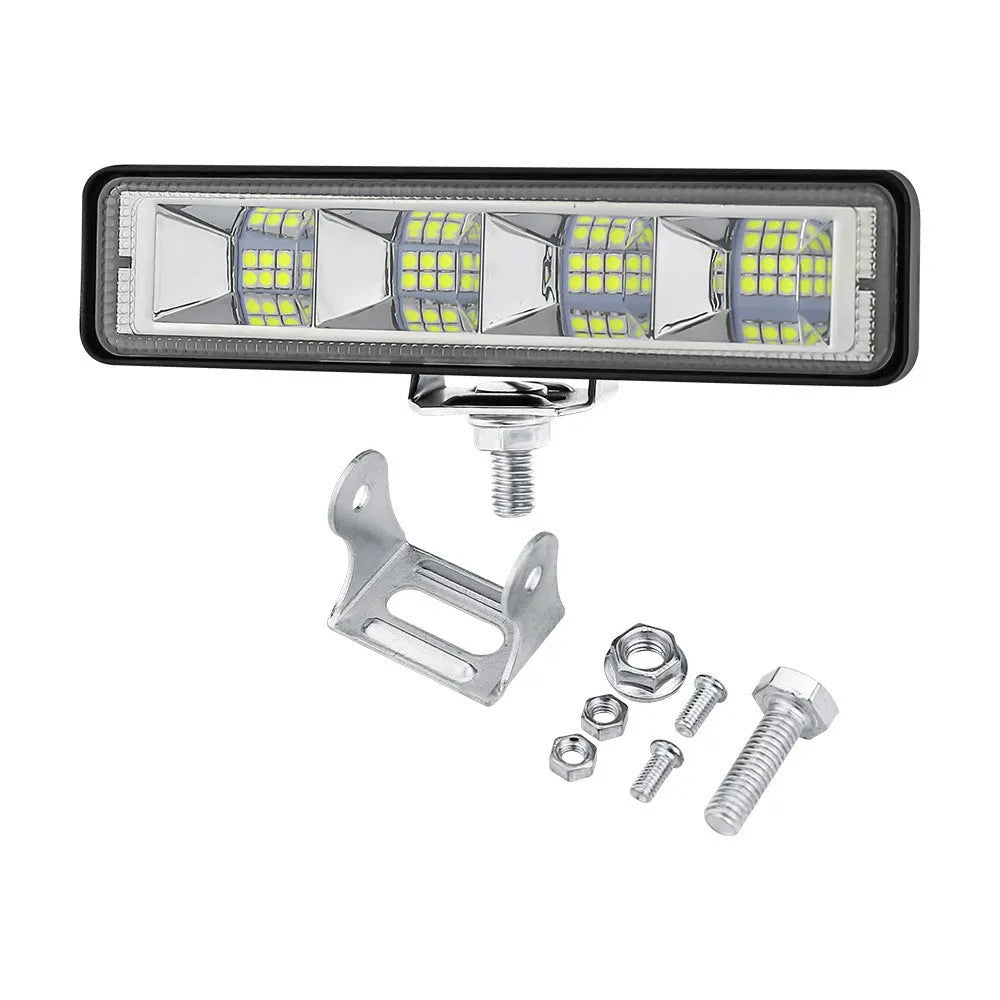 Set of four rectangular aluminium LED work lights for car and truck modification