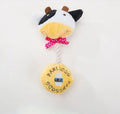 Animal shaped plush dog toy with cotton rope details and squeaker for chewing