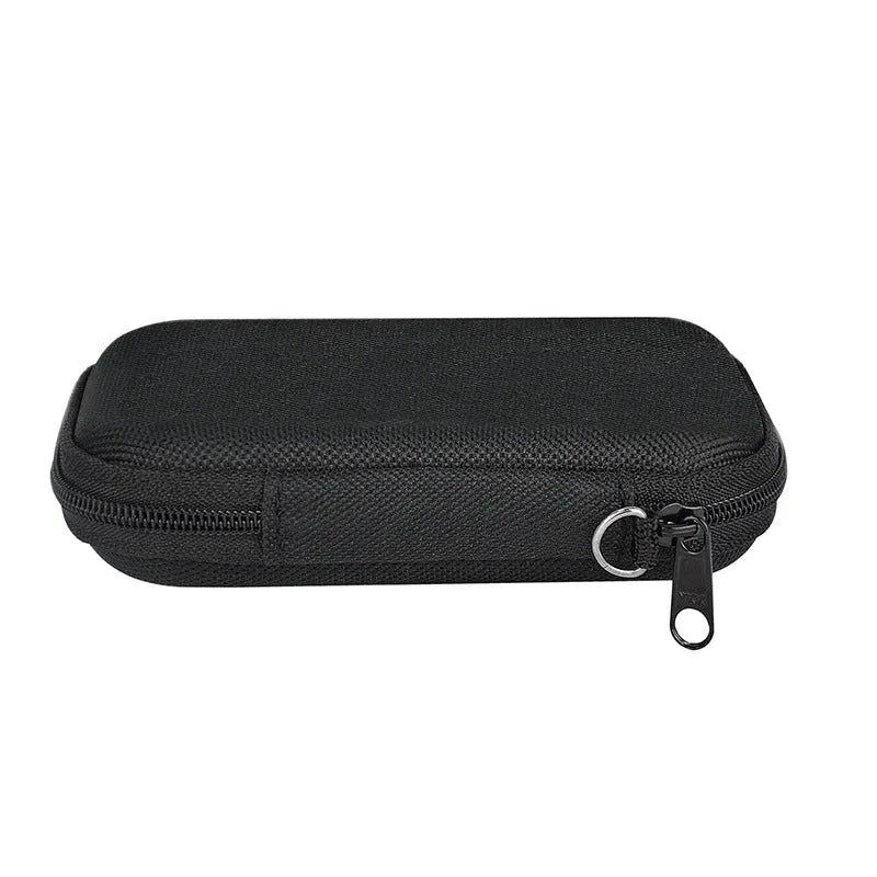 Black magnetic wireless power bank protective hard bag with textured exterior, 120x90x27mm