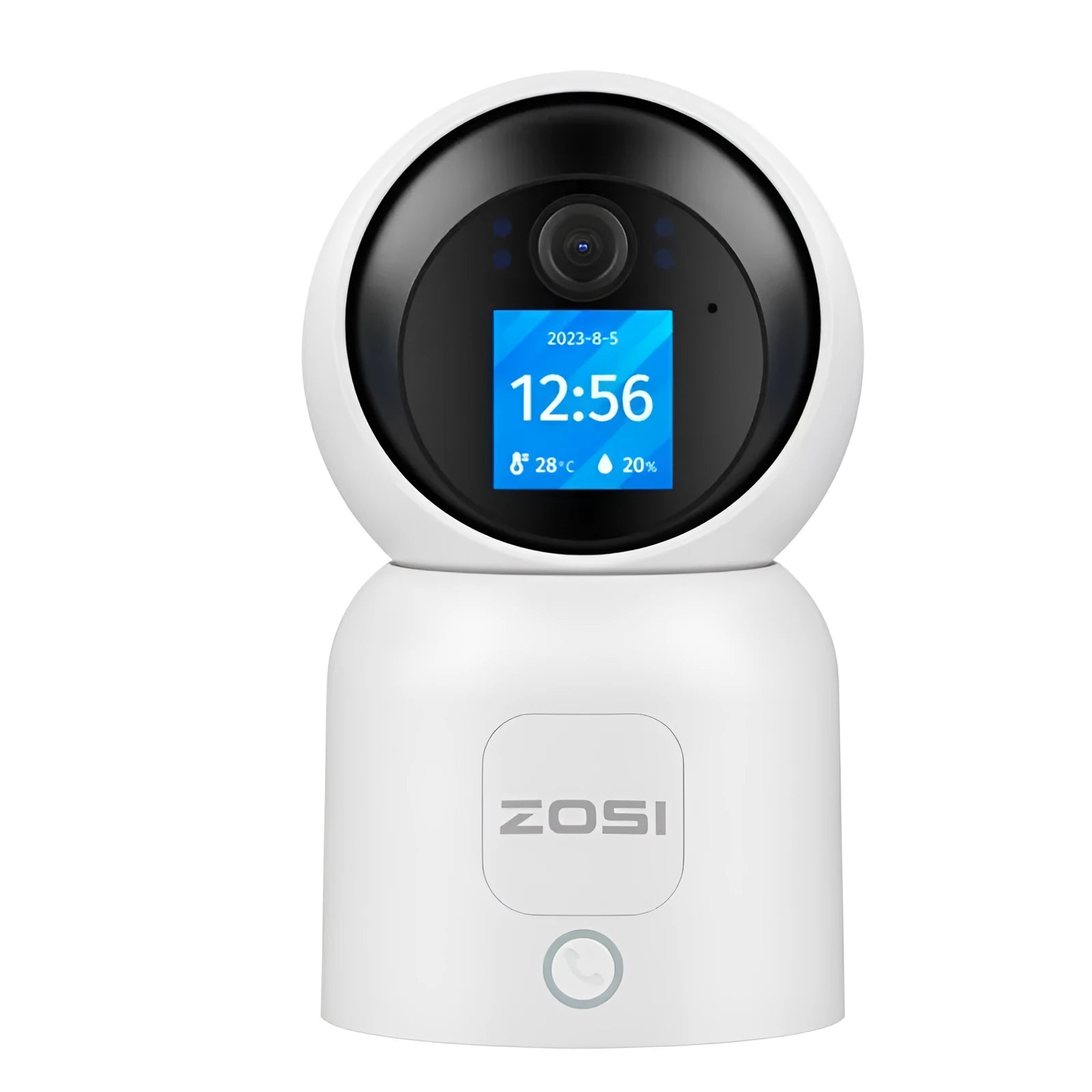 Zhou Shi wireless indoor security camera with large screen on a white plastic housing