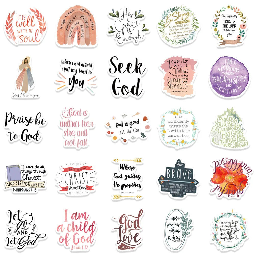 50-piece graffiti sticker set with random printed patterns for personalisation and decoration