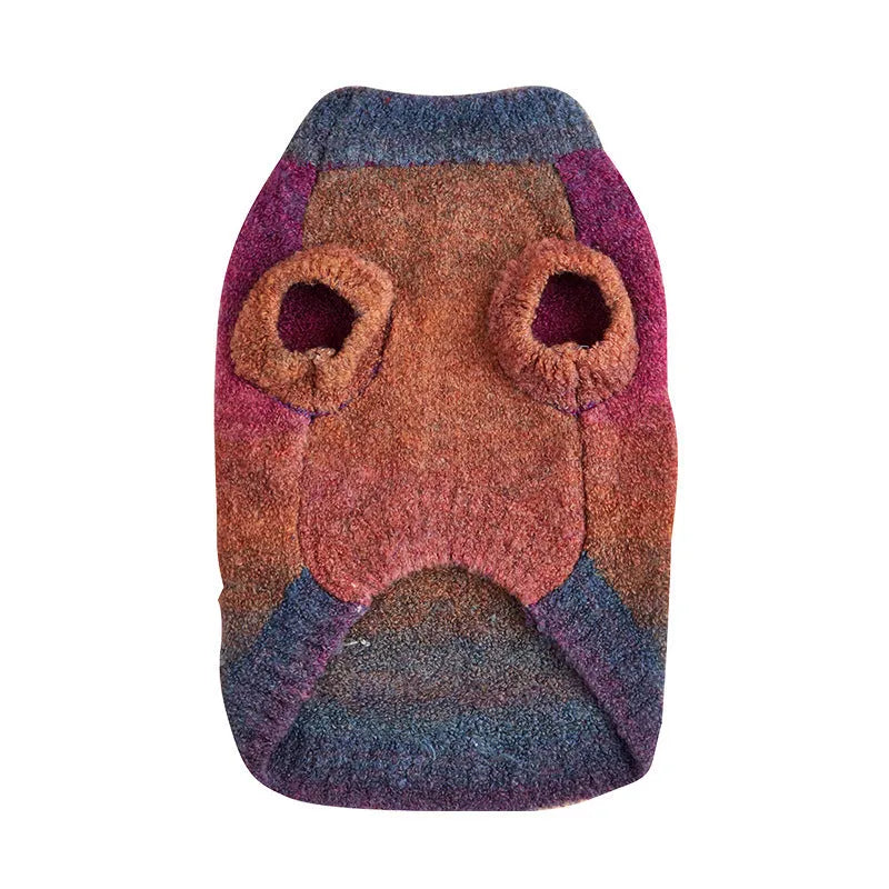 Rainbow circle pattern pet sweater for dogs and cats in wool acrylic blend fabric