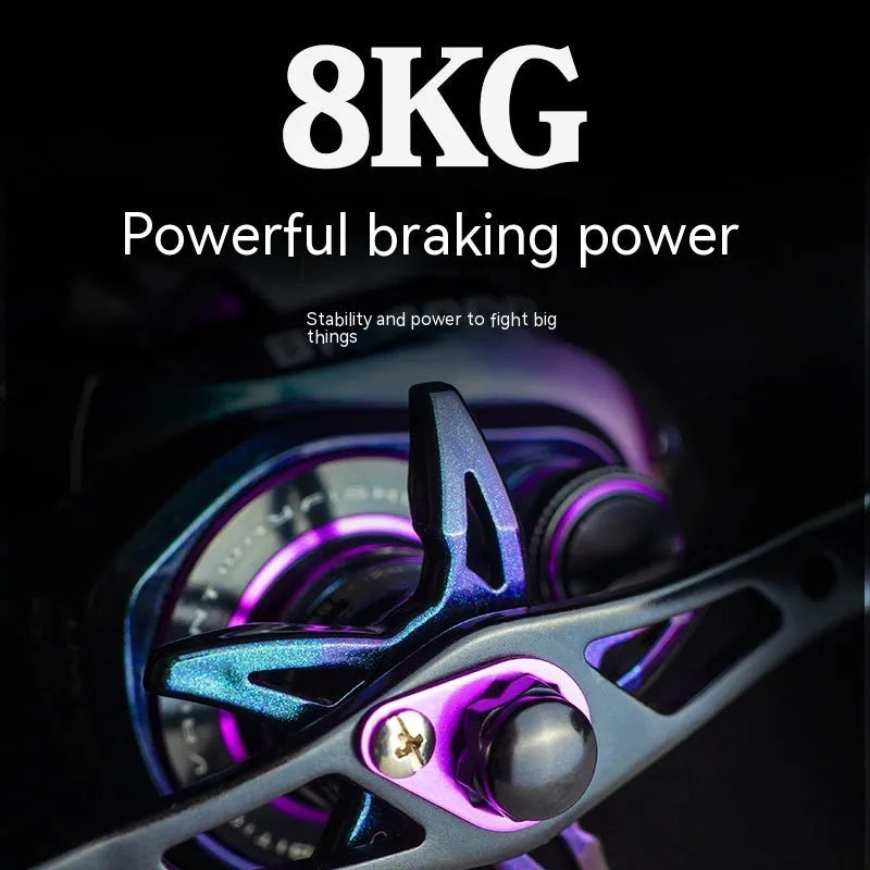 BM2000 model fishing reel with a water drop-shaped spool and magnetic brake system.