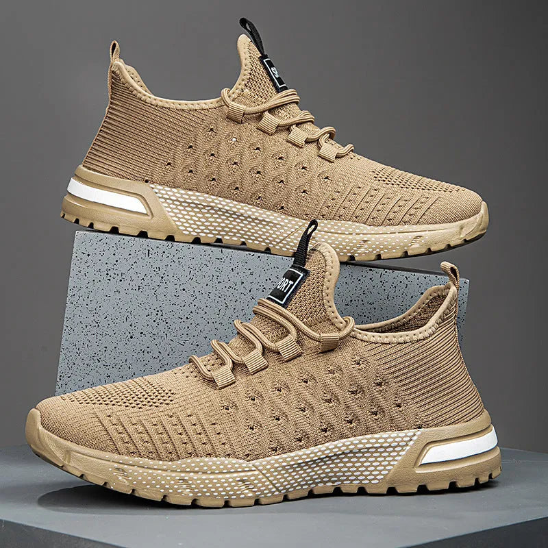 Men's casual shoes with a mesh upper in solid colours: white, army green, black, grey, khaki.