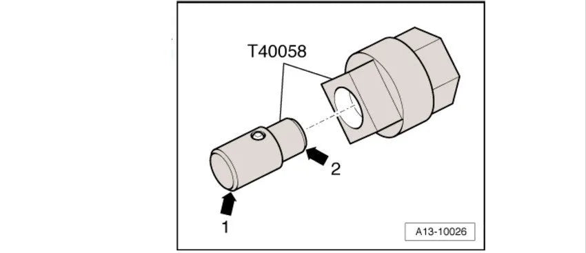 Aodi T40058 metal crankshaft rotating sleeve timing tool with adapter.