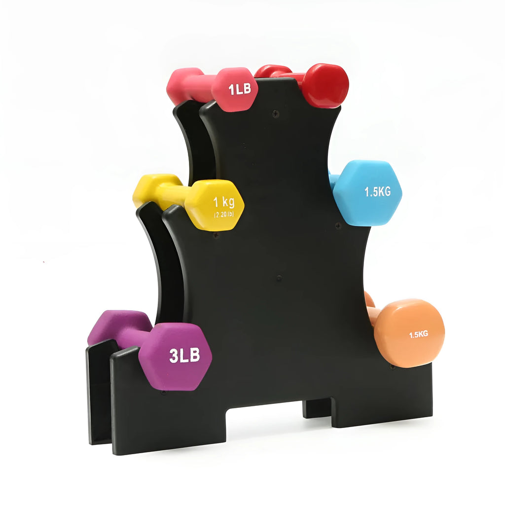 PVC dumbbell rack bracket stand mounted on wall for weight storage