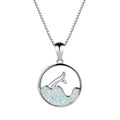 White gold electroplated copper sea fishtail necklace with geometric round pendant design