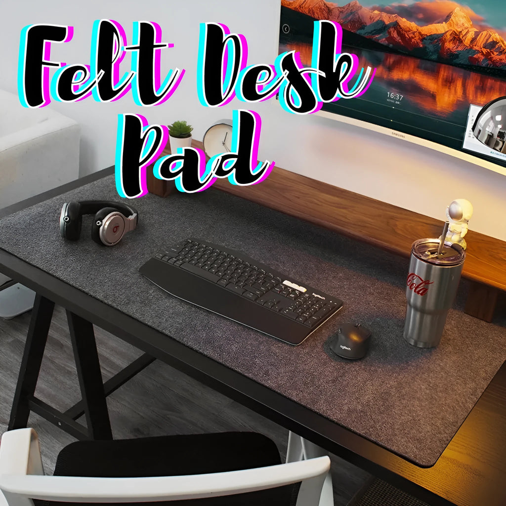 Black gray non-slip felt desk pad 80 cm by 40 cm with soft wool surface