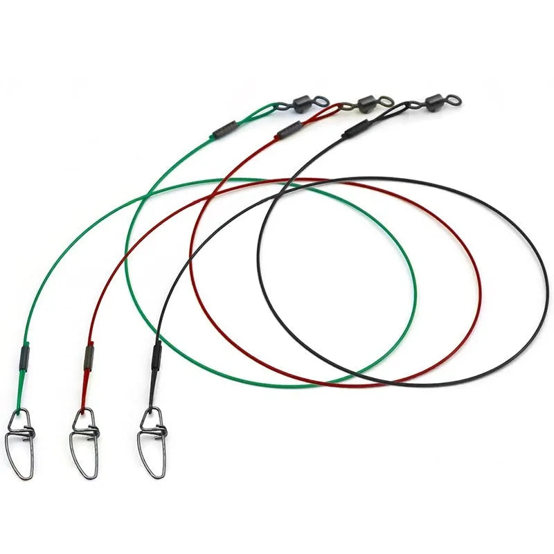 Anti-bite steel wire fishing accessories with double buckle pins measuring 54cm in length