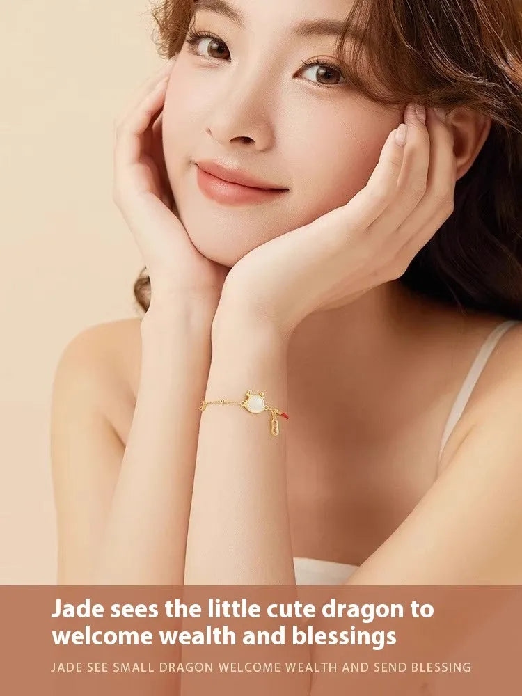 Silver electroplated Dragon zodiac bracelet for women in New Chinese style.