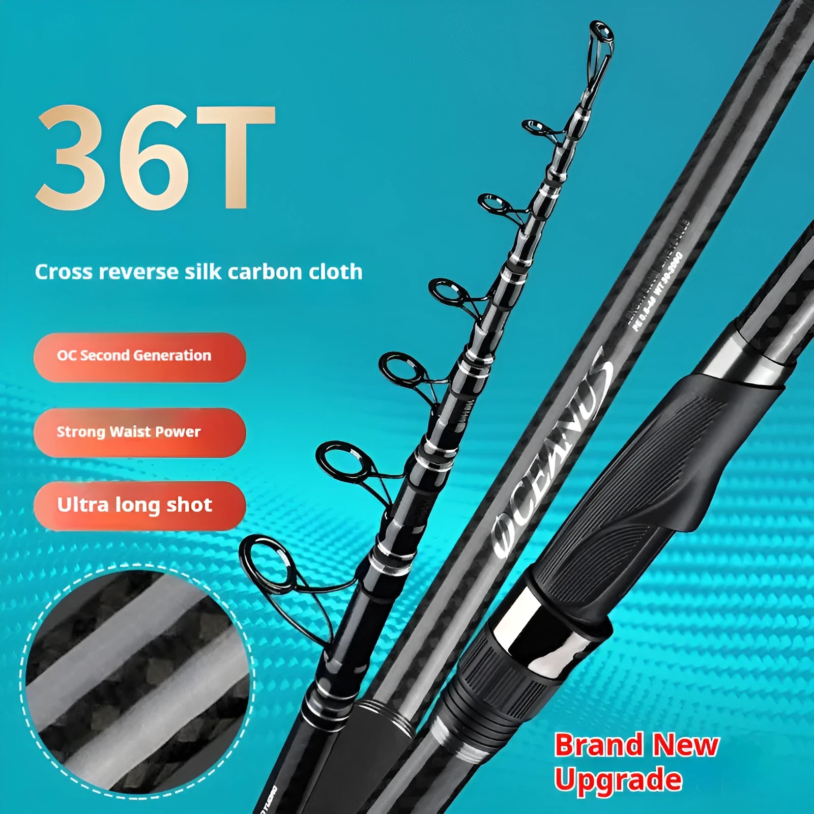 Sparkling Lake ultra-hard carbon casting rod in 2.1m to 5.4m sizes for sea and lake fishing