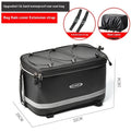 Black PU leather backseat bag for bicycle rack equipment with 12 litre capacity