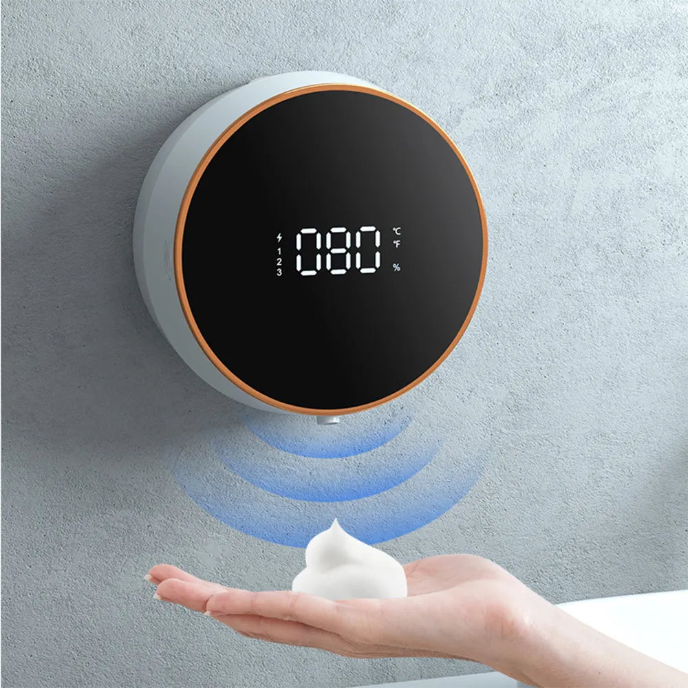 Black wall mounted auto sensing foam soap dispenser with USB charging port