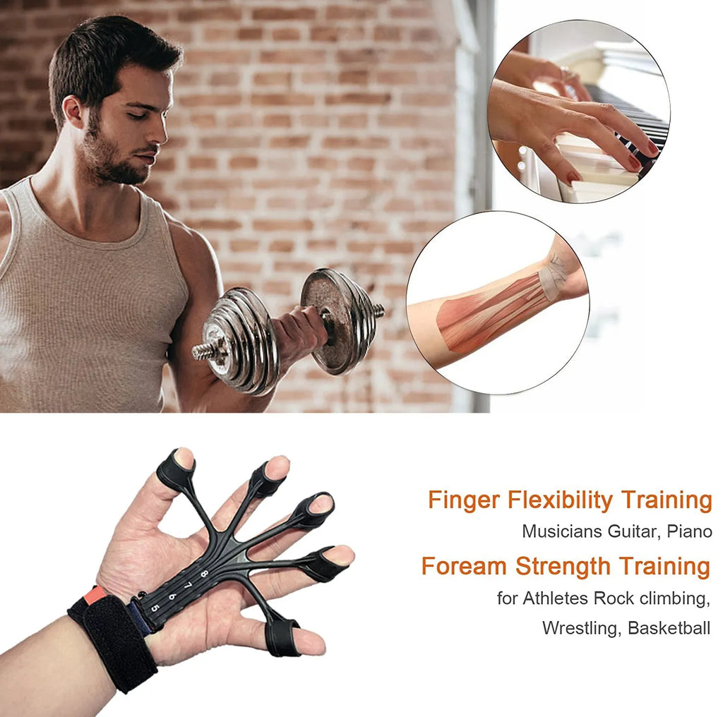 Silicone finger flexion and extension trainer with tension rope and adjustable belt for adult rehabilitation