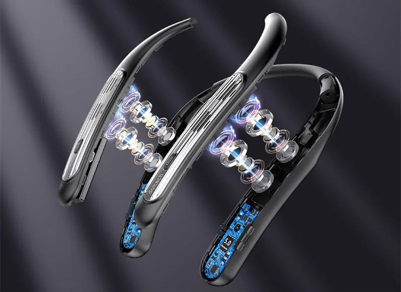 Wearable neck-hanging Bluetooth speaker with wireless connectivity and voice control functions
